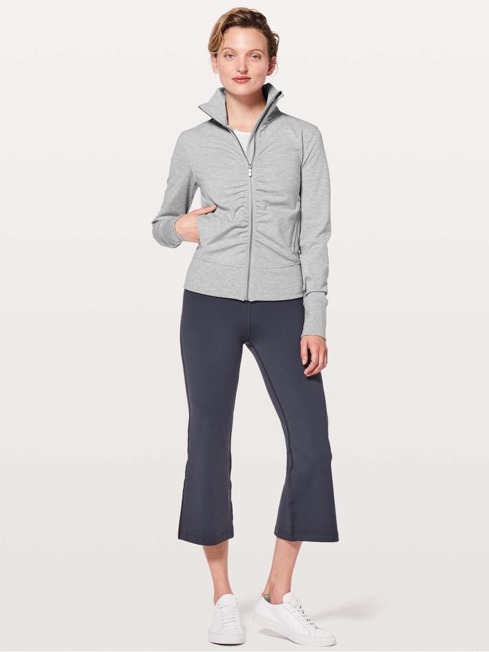 Lululemon Gather Up Jacket Heathered Power Grey Sea Salt Full Zip Athletic Yoga - Picture 8 of 8